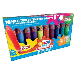 Tempera festékek, 10 színes készlet, tubus ecsettel, MITAMA 62864